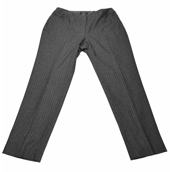 Talbots Pants Women’s 14 Gray White Wool Blend Pinstripe Work Casual Stretch - Picture 2 of 15